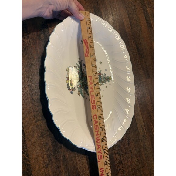 NIKKO Happy Holidays Swirl Christmas Tree Oval Platter - 14.25" x 9.5" - Picture 1 of 8